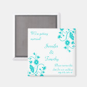 Aimant Aqua bleu floral enregistrer l'aimant de date (Recto/Verso)