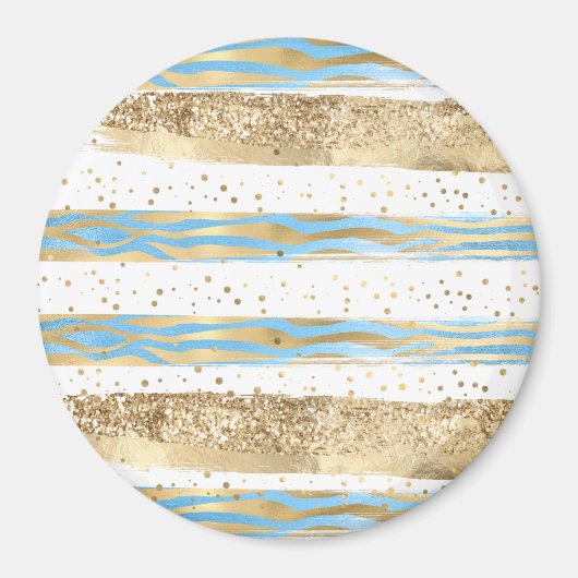 Aimant Aqua Blue Gold Parties scintillant Confetti Zebra  (Devant)