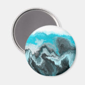 Aimant Aqua Blue Grey et Black Waves Art moderne Abstrait (Recto/Verso)