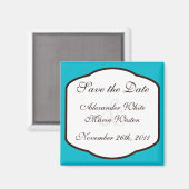 Aimant Aqua Brown & blanc Enregistrer l'aimant de date (Recto/Verso)