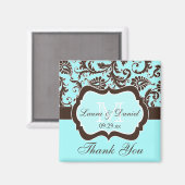 Aimant Aqua, Brown, Blanc Mariage Floral Favoriser l'aima (Recto/Verso)