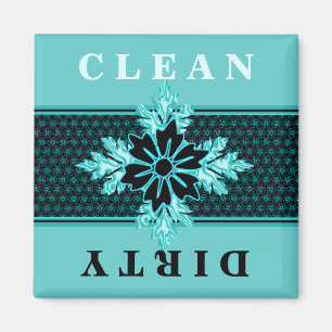 Aimant Aqua chic et lave-vaisselle floral noir