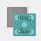 Aimant Aqua et kaléidoscope fractal turquoise propre/sale (Recto/Verso)