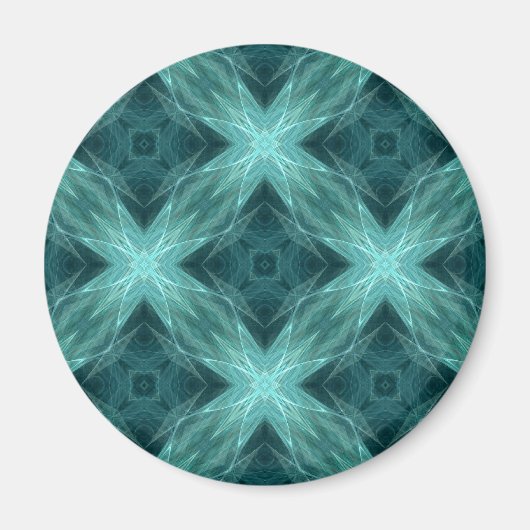 Aimant Aqua et kaléidoscope fractal turquoise version 4 (Devant)