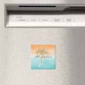 Aimant Aqua Peach Gold Tropical Palm Trees Ombre (In Situ (Lave-vaisselle))