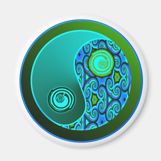 Aimant Aqua Swirls Yin Yang (Devant)