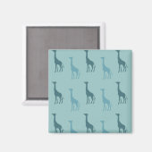 Aimant Aqua Turquoise Giraffes d'animaux bleus (Recto/Verso)