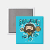 Aimant Aquaman | Chibi Aquaman Graphisme sous-marin (Recto/Verso)