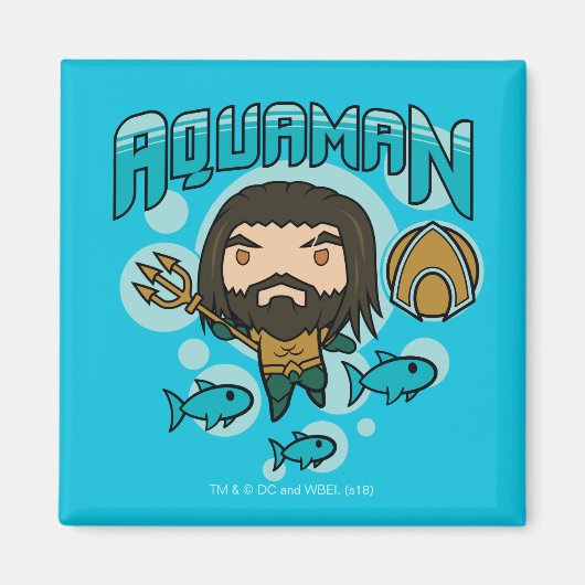 Aimant Aquaman | Chibi Aquaman Graphisme sous-marin (Devant)