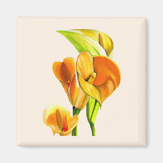 Aimant Aquarelle à fleurs de calla (Devant)