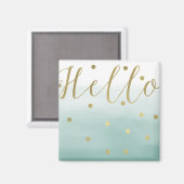 Aimant Aquarelle à menthe or Confetti (Recto/Verso)