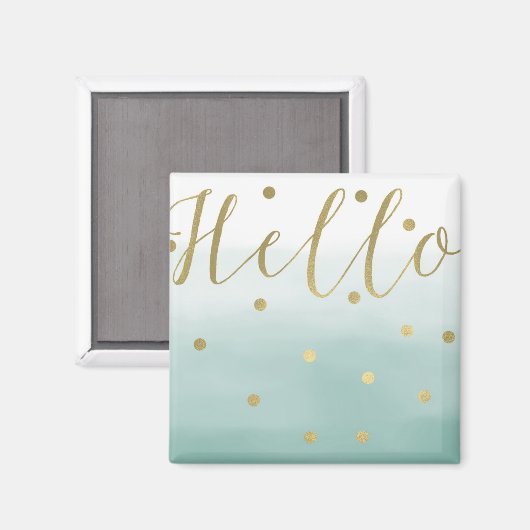 Aimant Aquarelle à menthe or Confetti (Recto/Verso)