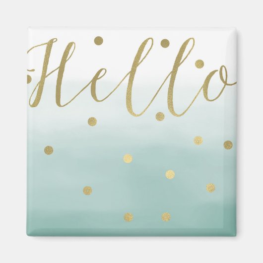 Aimant Aquarelle à menthe or Confetti (Devant)