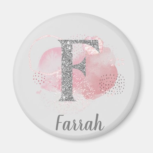 Aimant Aquarelle Abstraite et Parties scintillant lettre  (Devant)