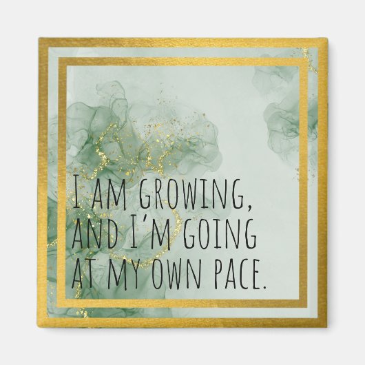 Aimant Aquarelle Affirmation Positive Vert/Or (Devant)
