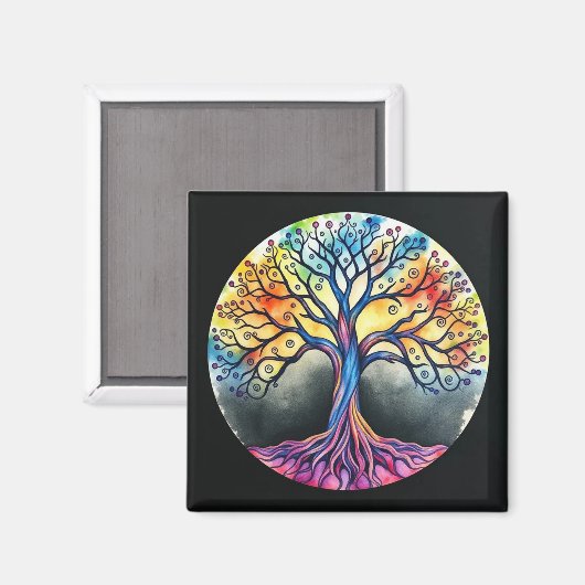 Aimant Aquarelle Arbre de vie (Recto/Verso)