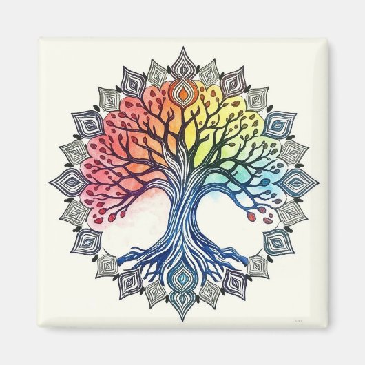 Aimant Aquarelle Arbre de vie (Devant)
