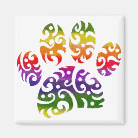 Aimant Aquarelle arc-en-ciel Tribal Chien Paw Tattoo Impr (Devant)