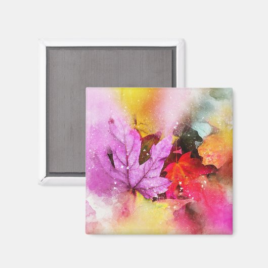 Aimant Aquarelle automne feuille d'érable pastel automne (Recto/Verso)