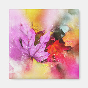 Aimant Aquarelle automne feuille d'érable pastel automne