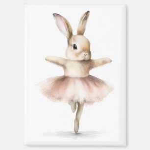 Aimant Aquarelle Ballerina Bunny Danser Tan Rose