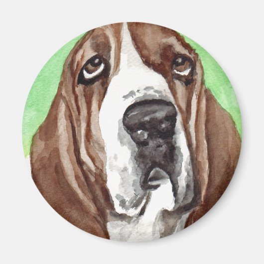 Aimant Aquarelle Basset (Devant)
