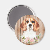 Aimant Aquarelle Beagle & Fleurs (Recto/Verso)