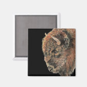 Aimant Aquarelle Bison Buffle Faune Animale Nature (Recto/Verso)