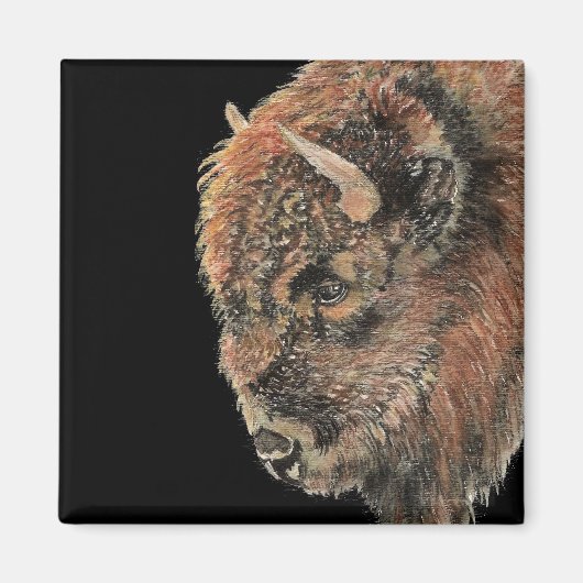 Aimant Aquarelle Bison Buffle Faune Animale Nature (Devant)
