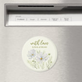 Aimant Aquarelle Blanc Cosmos Fleurs Peinture Botanique (In Situ (Lave-vaisselle))