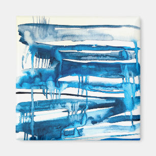 Aimant Aquarelle bleu art abstrait