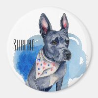 Aquarelle bleu Chien Tige Personnalisable