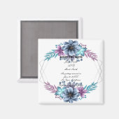 Aimant Aquarelle Bleu Et Violet Floral Enregistrer La Dat (Recto/Verso)