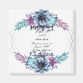 Aimant Aquarelle Bleu Et Violet Floral Enregistrer La Dat (Devant)