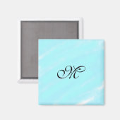 Aimant Aquarelle bleu vert monogramme ajouter le pastel l (Recto/Verso)