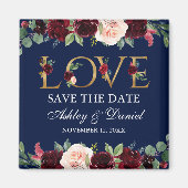 Aimant Aquarelle Bleue Bourgogne Aimer Floral Enregistrer (Devant)