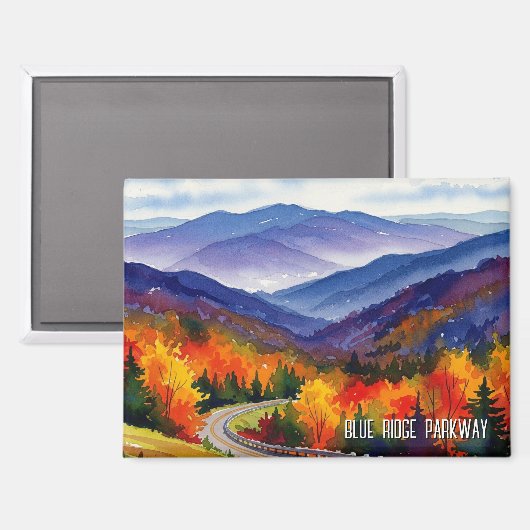 Aimant Aquarelle Blue Ridge Parkway (Recto/Verso)
