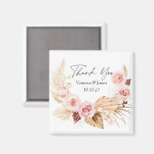 Aimant aquarelle Boho Floral Pampas Grass Wedding en fave (Recto/Verso)