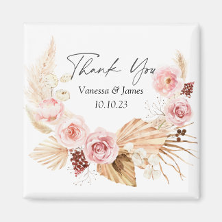 Aimant aquarelle Boho Floral Pampas Grass Wedding en fave