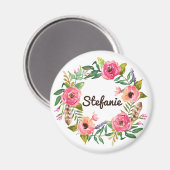 Aimant Aquarelle Boho Floral Wreath Personnalisé (Recto/Verso)