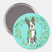 Aimant Aquarelle Boston Terrier Bestie (Recto/Verso)