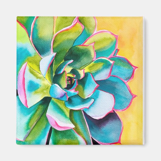 Aimant Aquarelle botanique succulent (Devant)