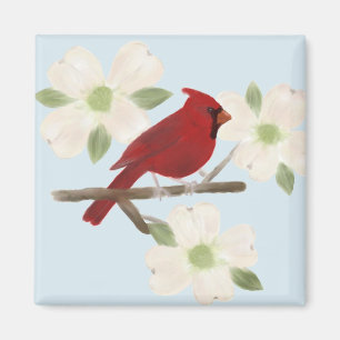 Aimant Aquarelle Cardinal et Dogwood
