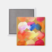 Aimant Aquarelle cercle motif art abstrait couleur chaude (Recto/Verso)