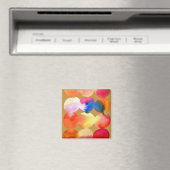 Aimant Aquarelle cercle motif art abstrait couleur chaude (In Situ (Lave-vaisselle))