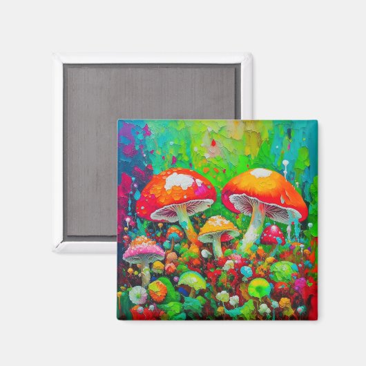 Aimant Aquarelle Champignons Abstraits (Recto/Verso)