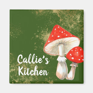 Aimant Aquarelle Champignons Carré de cuisine personnalis