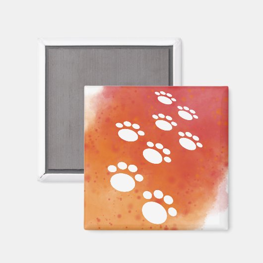 Aimant Aquarelle Chien Paw Traces (Recto/Verso)