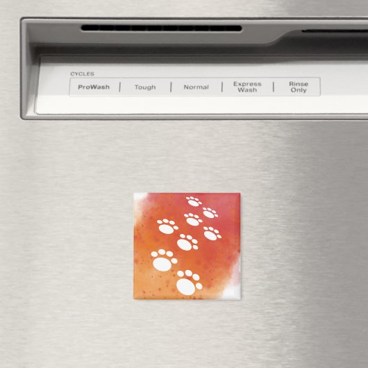Aimant Aquarelle Chien Paw Traces (In Situ (Lave-vaisselle))
