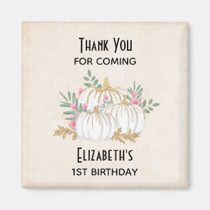 Aimant Aquarelle Citrouille blanche et or Anniversaire